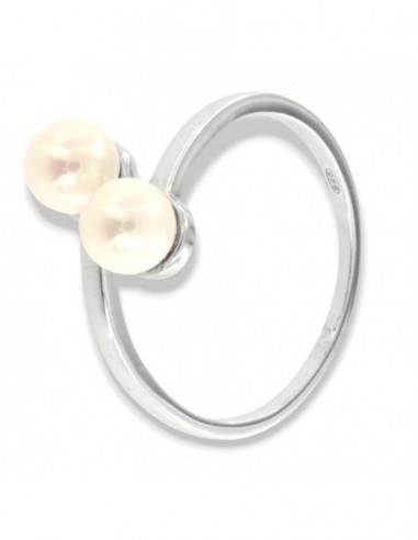 Anello Argento Rodiato Perle 6MM Bilogy [4065e6d5]
