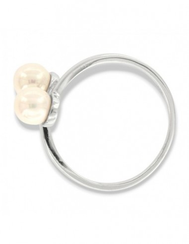 Anello Argento Rodiato Perle 6MM Bilogy [f77827d1]