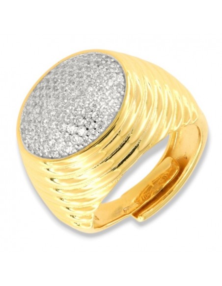 Anello Argento Dorato Sauvage Zirconi Bianchi [51d5b31f]