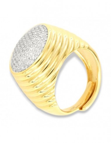 Anello Argento Dorato Sauvage Zirconi Bianchi [5485f401]