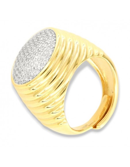 Anello Argento Dorato Sauvage Zirconi Bianchi [5485f401]