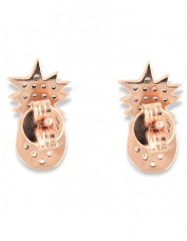 Orecchini Argento Rosato Ananas Zirconi Bianchi Verdi [ed9e8383]