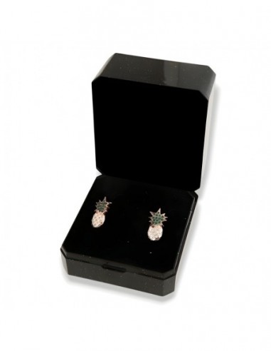 Orecchini Argento Rosato Ananas Zirconi Bianchi Verdi [5a834287]