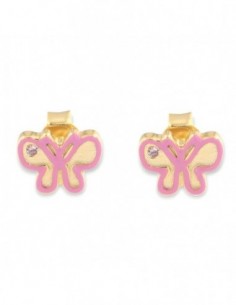 Orecchini Argento Dorato Farfalla Rosa [e8f1e0ac]
