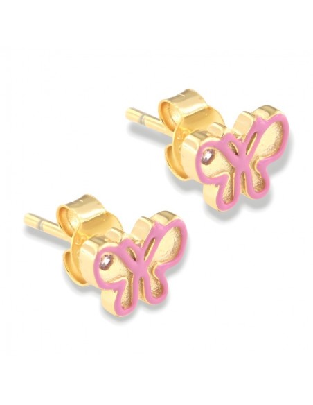 Orecchini Argento Dorato Farfalla Rosa [80b0ab93]