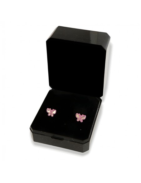 Orecchini Argento Dorato Farfalla Rosa [32fd2d89]