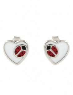 Orecchini Argento Rodiato Cuore Coccinella [cd4beea6]