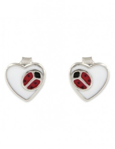 Orecchini Argento Rodiato Cuore Coccinella [cd4beea6]
