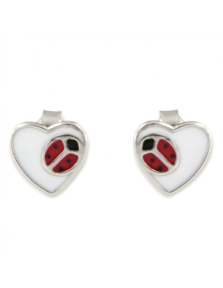 Orecchini Argento Rodiato Cuore Coccinella [cd4beea6]