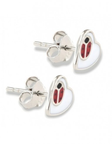 Orecchini Argento Rodiato Cuore Coccinella [d7cdba3f]