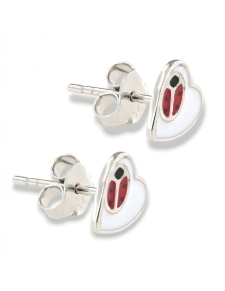 Orecchini Argento Rodiato Cuore Coccinella [d7cdba3f]