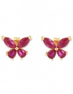 Orecchini Argento Dorato Farfalla Fucsia [e5396ed3]