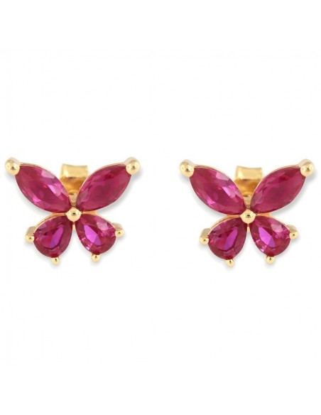 Orecchini Argento Dorato Farfalla Fucsia [e5396ed3]