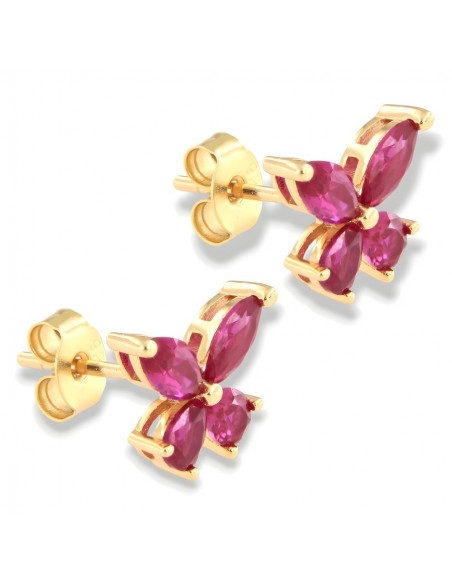 Orecchini Argento Dorato Farfalla Fucsia [350c17c2]