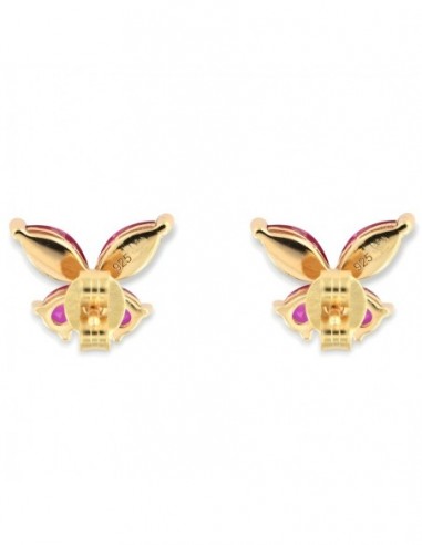 Orecchini Argento Dorato Farfalla Fucsia [305c50dc]