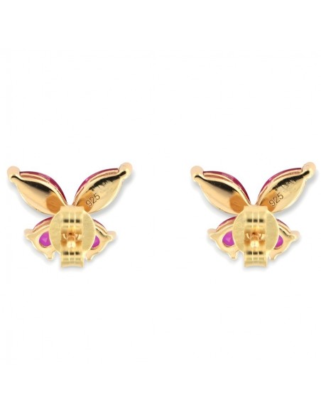 Orecchini Argento Dorato Farfalla Fucsia [305c50dc]
