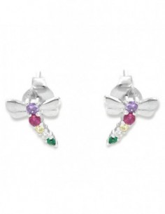 Orecchini Argento Rodiato Libellula Zirconi Colorati [8dae61d1]