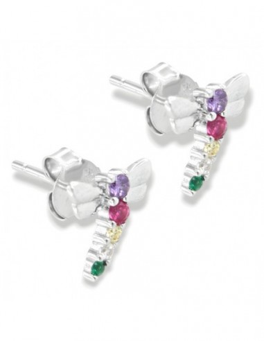 Orecchini Argento Rodiato Libellula Zirconi Colorati [872fc2cd]