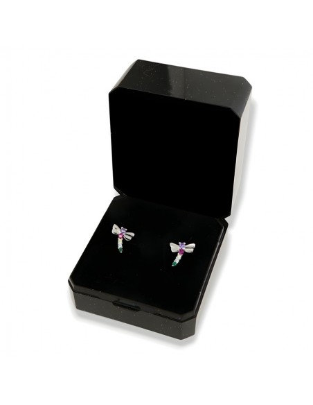Orecchini Argento Rodiato Libellula Zirconi Colorati [356244d7]