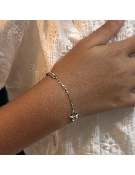 Bracciale Argento Rodiato Neonato Farfalla Piastra [5a92412b]