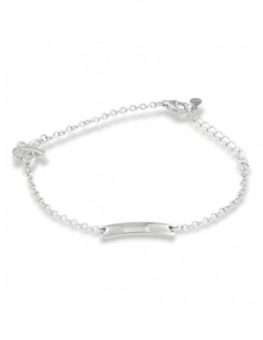Bracciale Argento Rodiato Neonato Farfalla Piastra [e8dfc731]