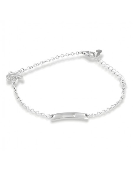 Bracciale Argento Rodiato Neonato Farfalla Piastra [e8dfc731]
