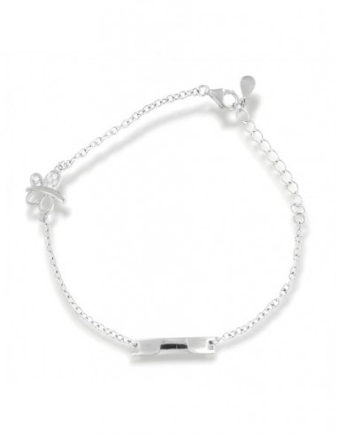 Bracciale Argento Rodiato Neonato Farfalla Piastra [5fc20635]