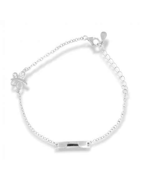 Bracciale Argento Rodiato Neonato Farfalla Piastra [5fc20635]