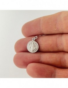 Ciondolo Argento Rodiato Piastra Tonda Religiosa 12MM [a2fa742a] 2