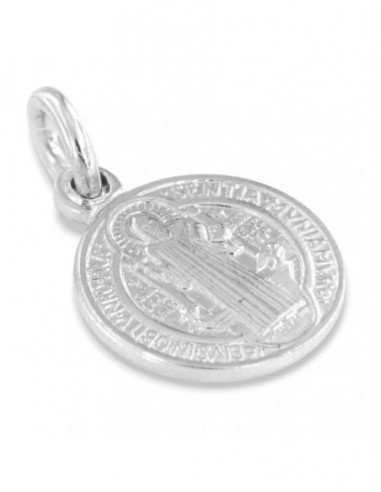 Ciondolo Argento Rodiato Piastra Tonda Religiosa 12MM [fc9aa2c9]