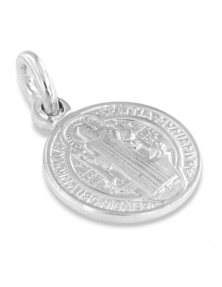 Ciondolo Argento Rodiato Piastra Tonda Religiosa 12MM [fc9aa2c9]