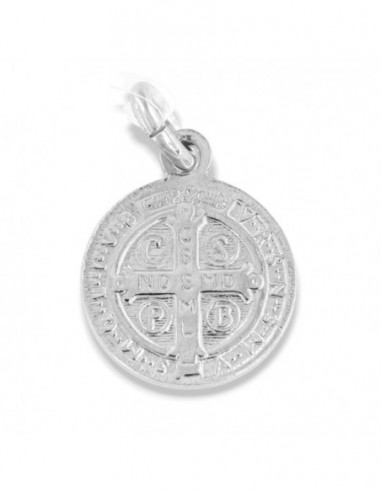 Ciondolo Argento Rodiato Piastra Tonda Religiosa 12MM [f9cae5d7]