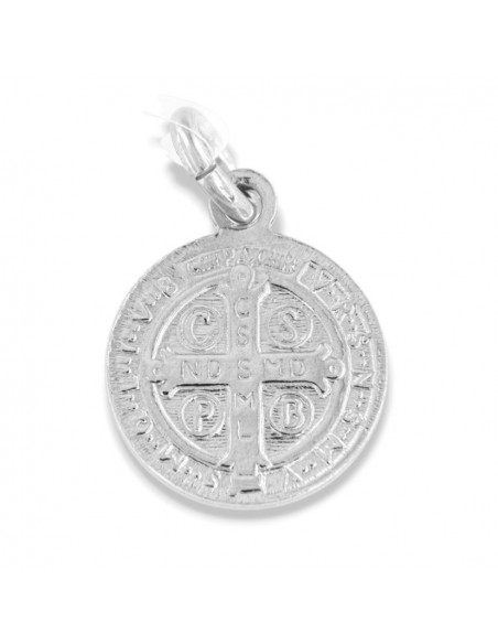 Ciondolo Argento Rodiato Piastra Tonda Religiosa 12MM [f9cae5d7]