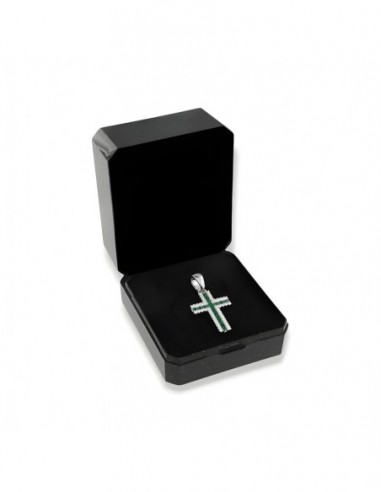 Ciondolo Argento Rodiato Croce Zirconi Verdi Bianchi [d8d71b7a]