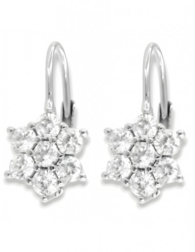 Orecchini Argento Rodiato Monachina Fiore Bianco [44379e36]