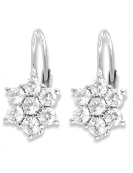 Orecchini Argento Rodiato Monachina Fiore Bianco [44379e36]