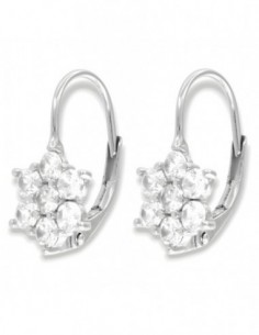 Orecchini Argento Rodiato Monachina Fiore Bianco [44379e36] 2