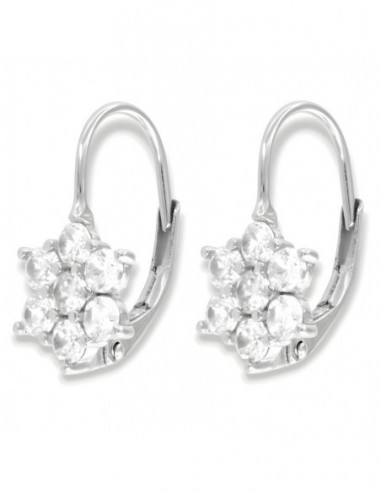 Orecchini Argento Rodiato Monachina Fiore Bianco [0c8e9b35]