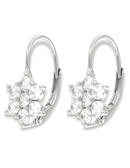 Orecchini Argento Rodiato Monachina Fiore Bianco [0c8e9b35]