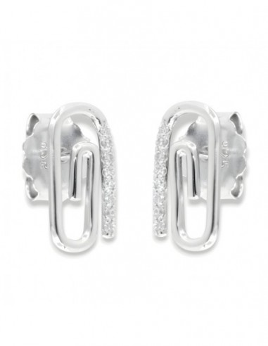 Orecchini Argento Rodiato Graffetta Zirconi Bianchi [f39d42f3]