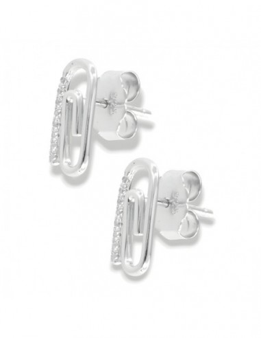 Orecchini Argento Rodiato Graffetta Zirconi Bianchi [200a4cef]