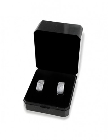 Orecchini Argento Rodiato Cerchi Zirconi Bianchi [80ac19f1]