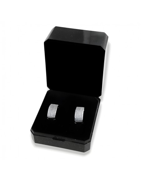 Orecchini Argento Rodiato Cerchi Zirconi Bianchi [80ac19f1]