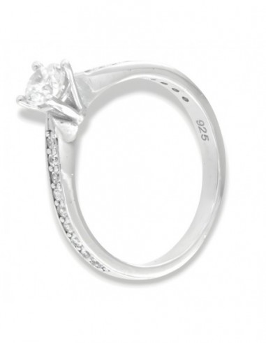 Anello Argento Rodiato Solitario 4MM Zirconi Gambo [e421c894]