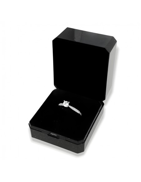 Anello Argento Rodiato Solitario 4MM Zirconi Gambo [3d078b99]