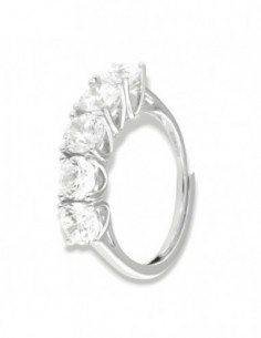 Anello Argento Rodiato Riviera 5 Pietre 5MM [616d24ee]