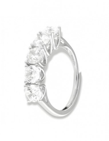 Anello Argento Rodiato Riviera 5 Pietre 5MM [616d24ee]