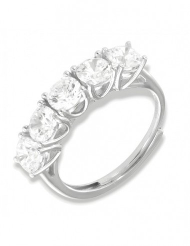 Anello Argento Rodiato Riviera 5 Pietre 5MM [86a418a0]