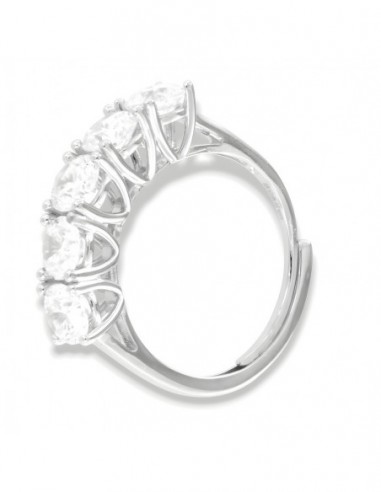 Anello Argento Rodiato Riviera 5 Pietre 5MM [83f45fbe]