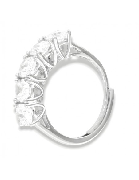 Anello Argento Rodiato Riviera 5 Pietre 5MM [83f45fbe]